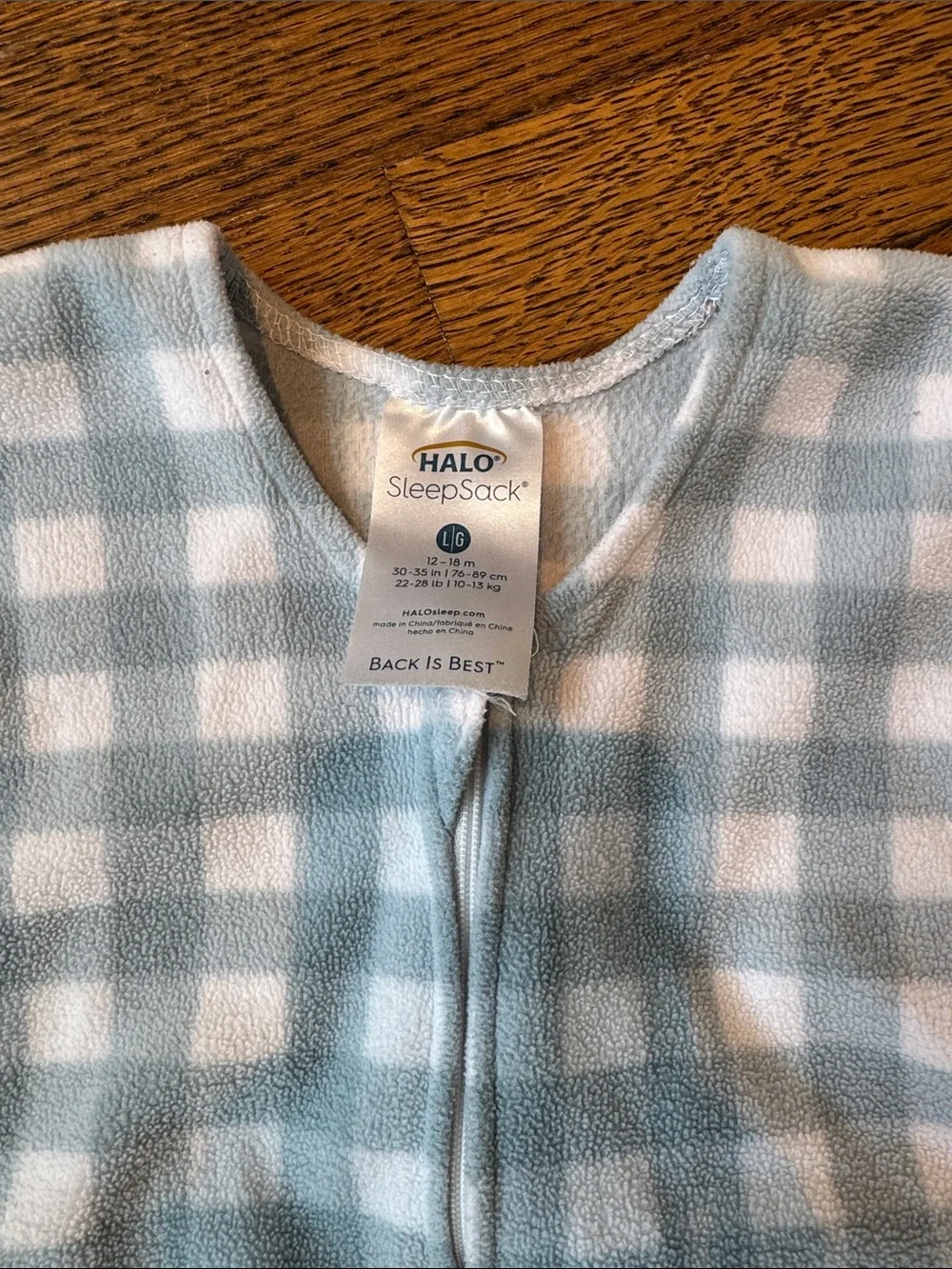 Halo Blue and White Gingham Sleep Sack - Zippered Toddler Pajama
